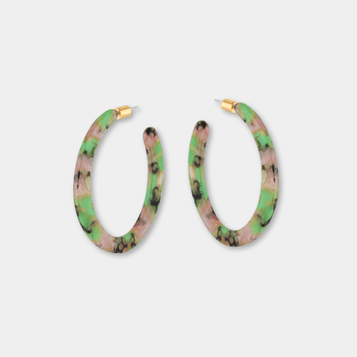 Oval Resin Hoop Earrings