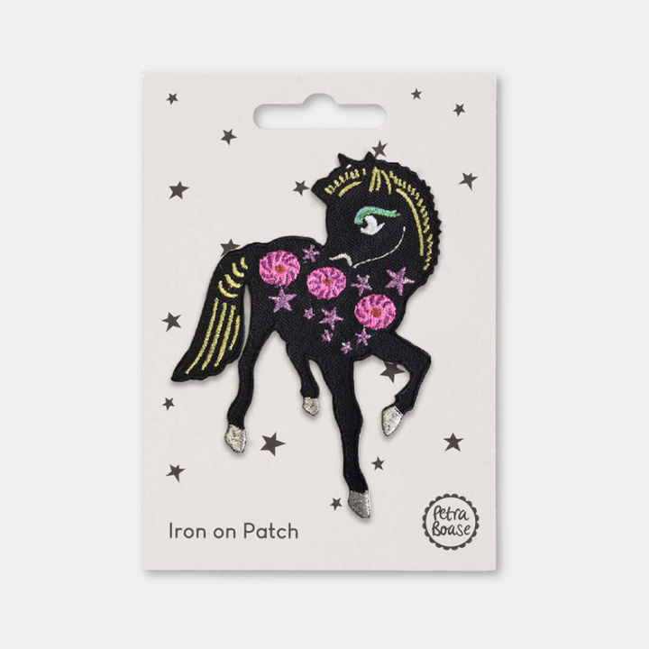Black Pony Iron-on Patch