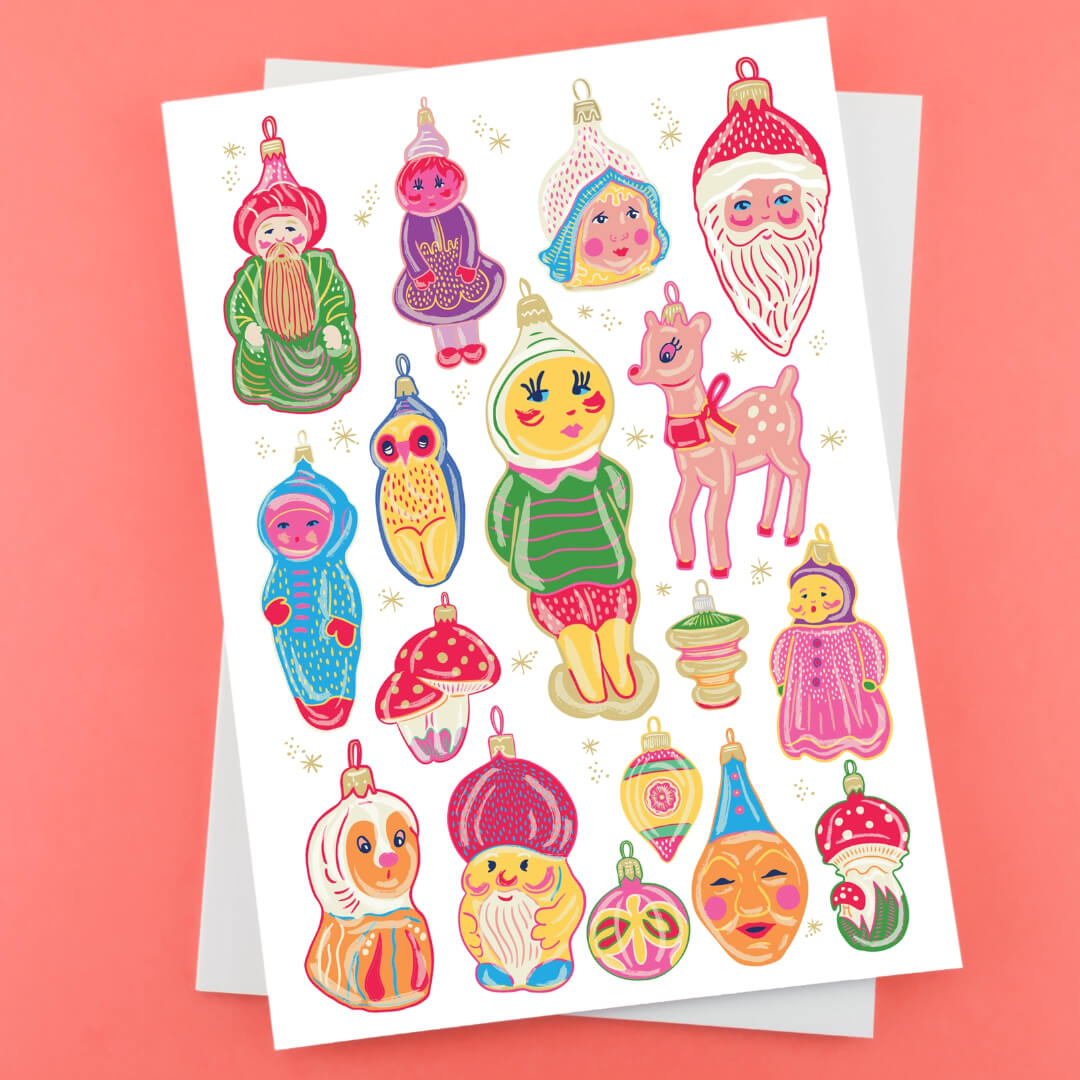 Christmas Ornaments Greetings Card