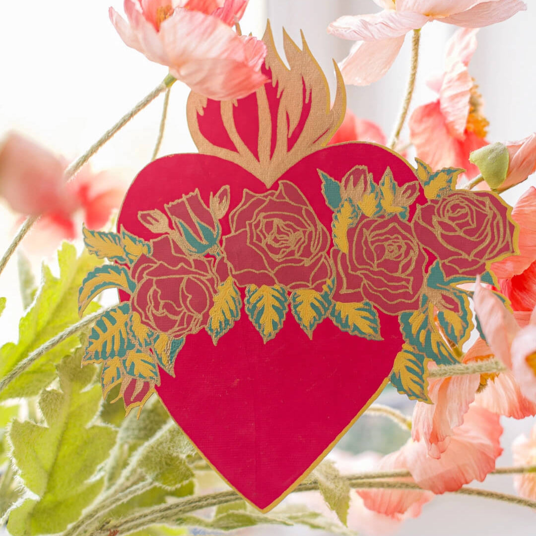 Flaming Heart Greetings Card