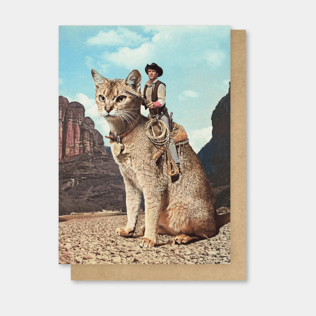 Cat Lone Ranger Greetings Card