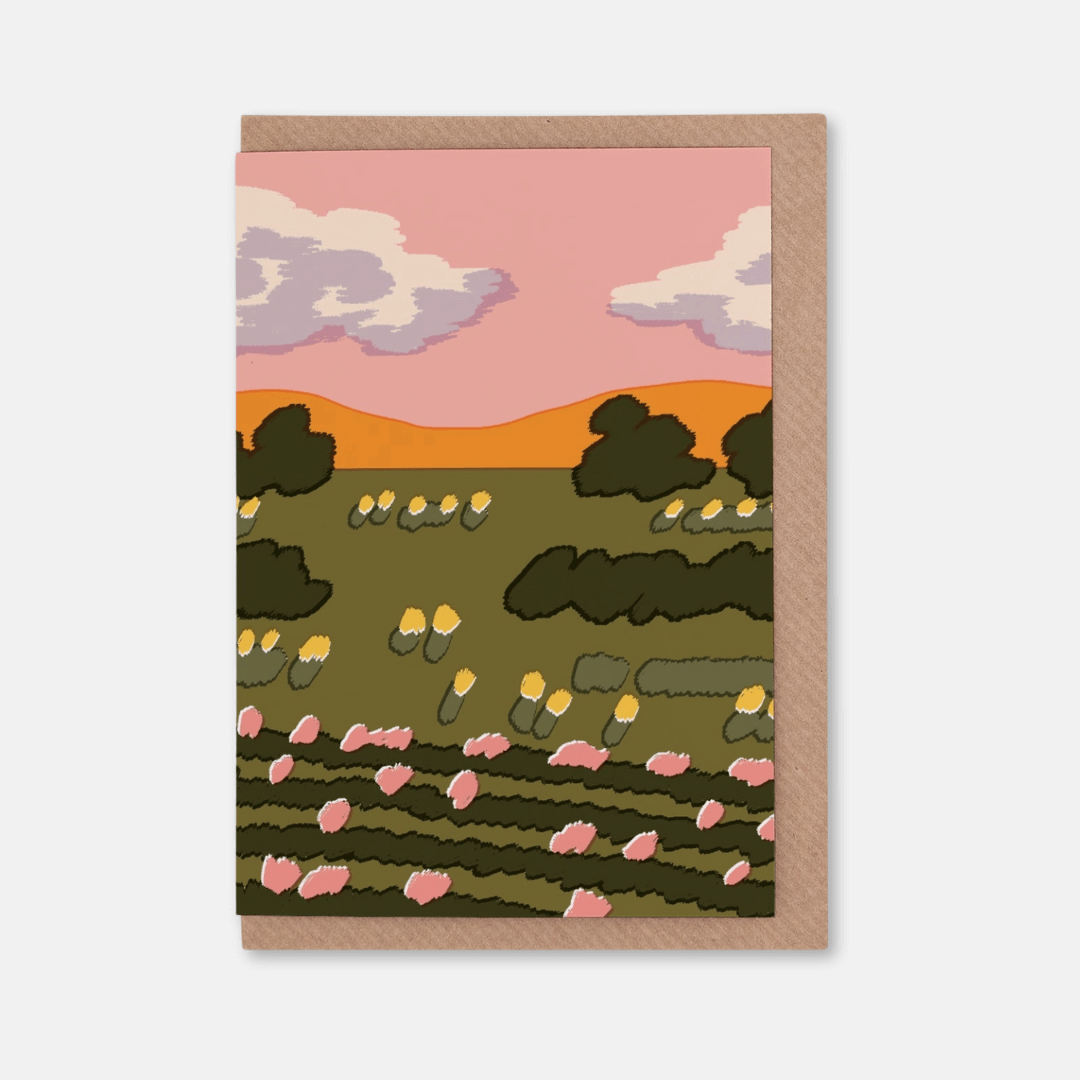 Pink Landscape Greetings Card