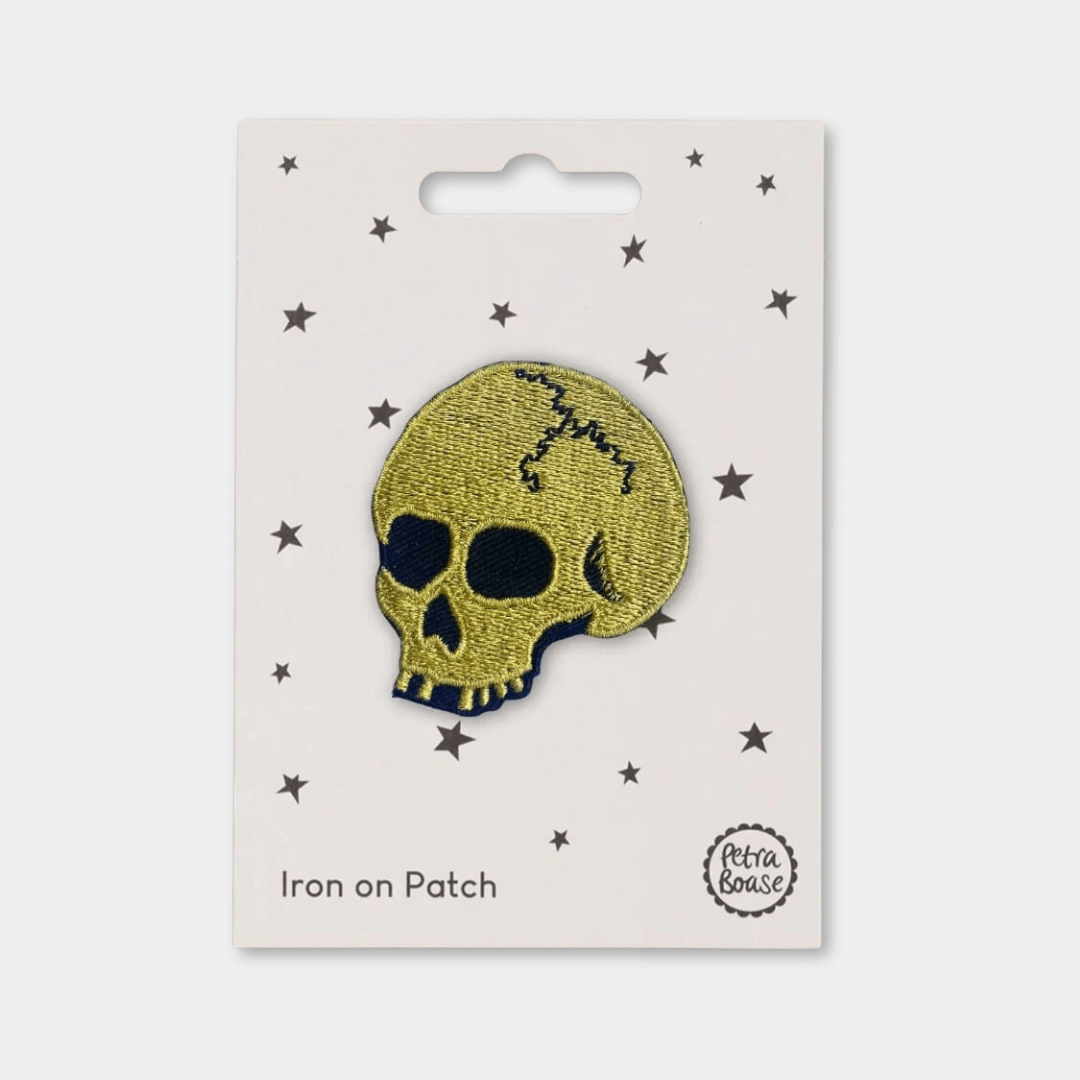 Gold Skull Iron-on Patch