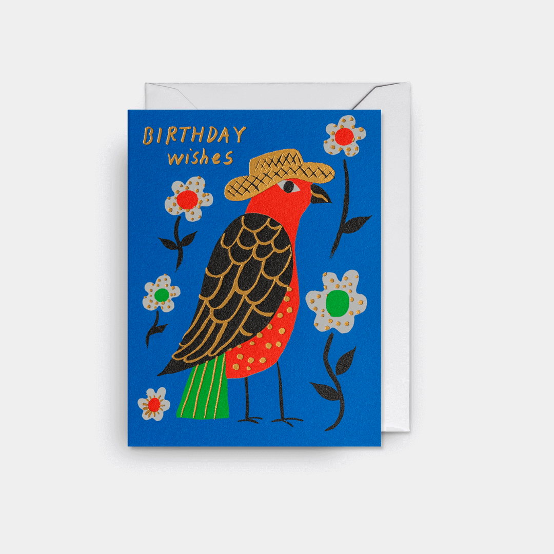 Bird Hat Birthday Mini Greetings Card