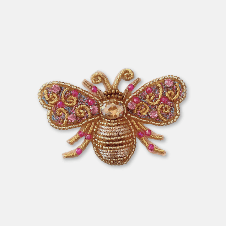 Gold Beaded Bee Brooch