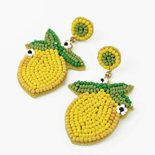Mini Lemon Beaded Earrings