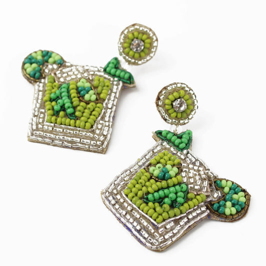 Mojito Cocktail Beaded Earrings