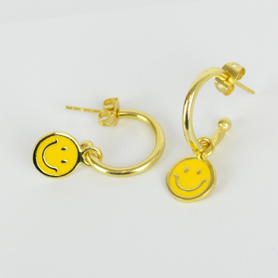 Smiley face hoop earrings Clearance