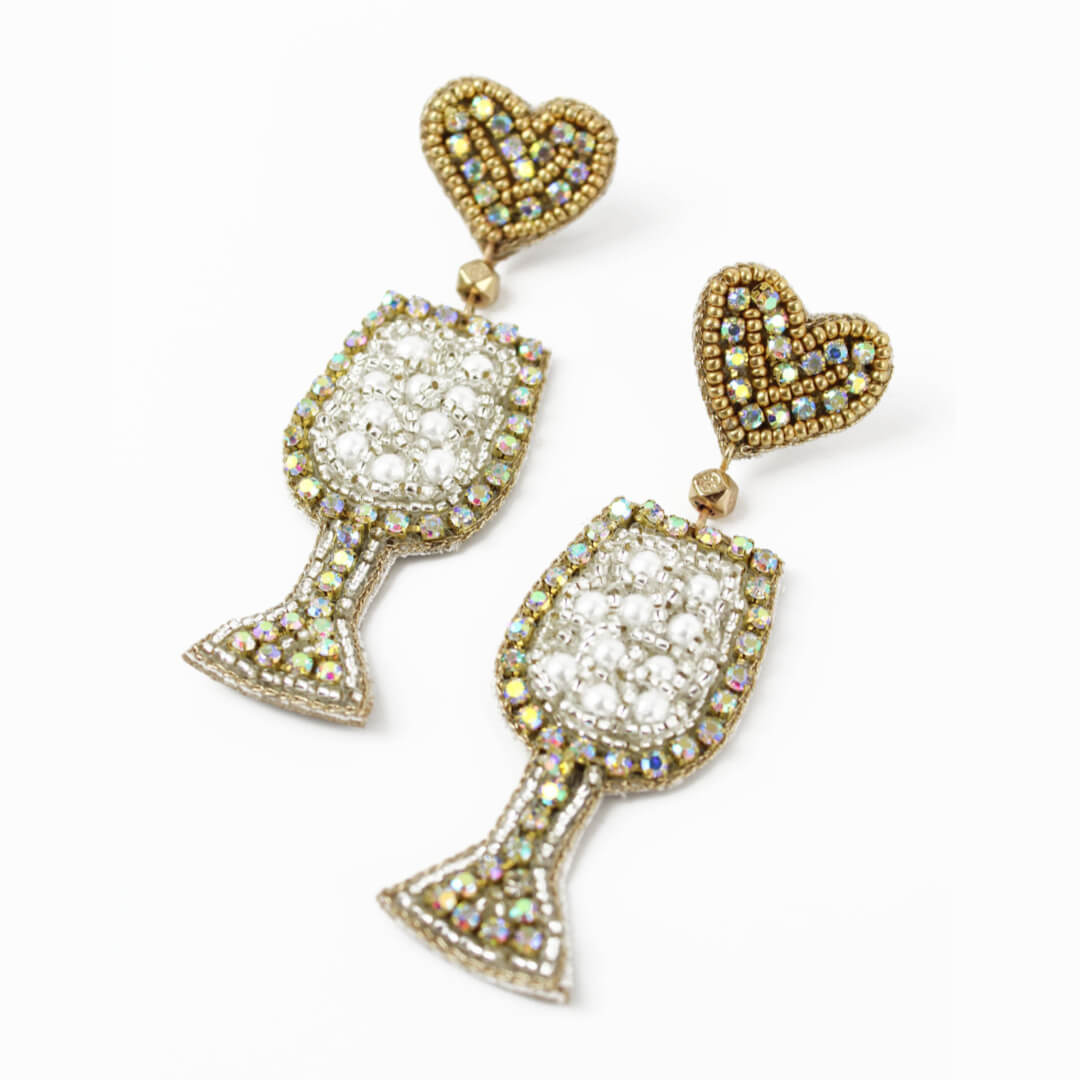 Sparkling Champagne Cocktail Beaded Earrings