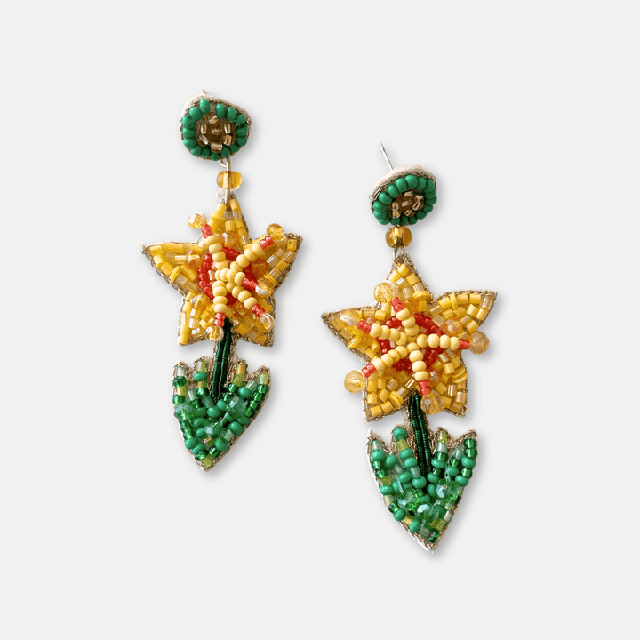 Beaded Daffodil Earrings