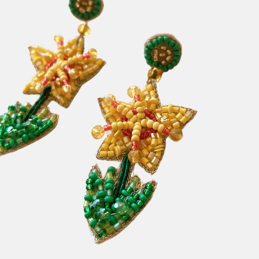 Beaded Daffodil Earrings