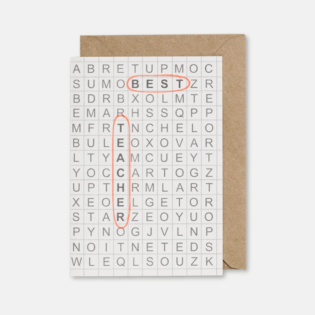 Best Teacher Grid Greetings Card