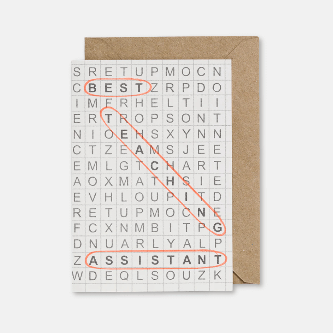 Best Teaching Assistant Grid Greetings Card