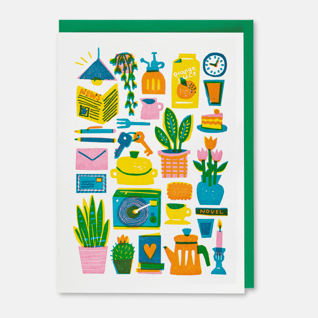 Home and Plants Pattern Greetings Card