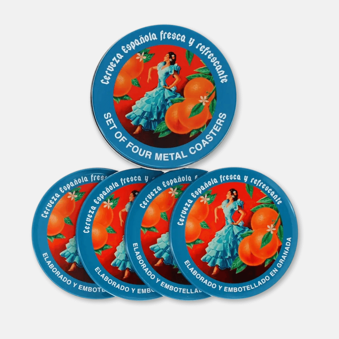 Cerveza Española Metal Coaster Set