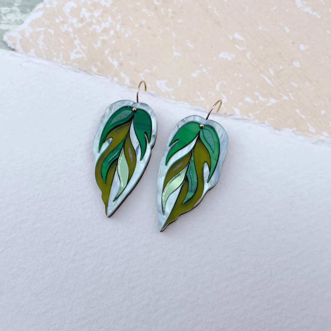 Calathea Leaf Hook Earrings