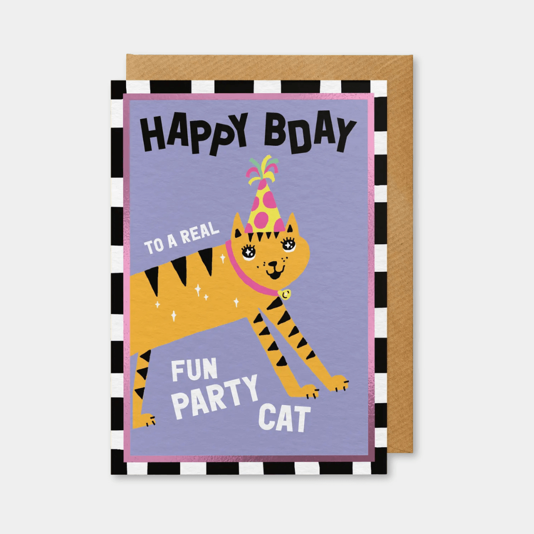 Fun Party Cat Birthday Greetings Card