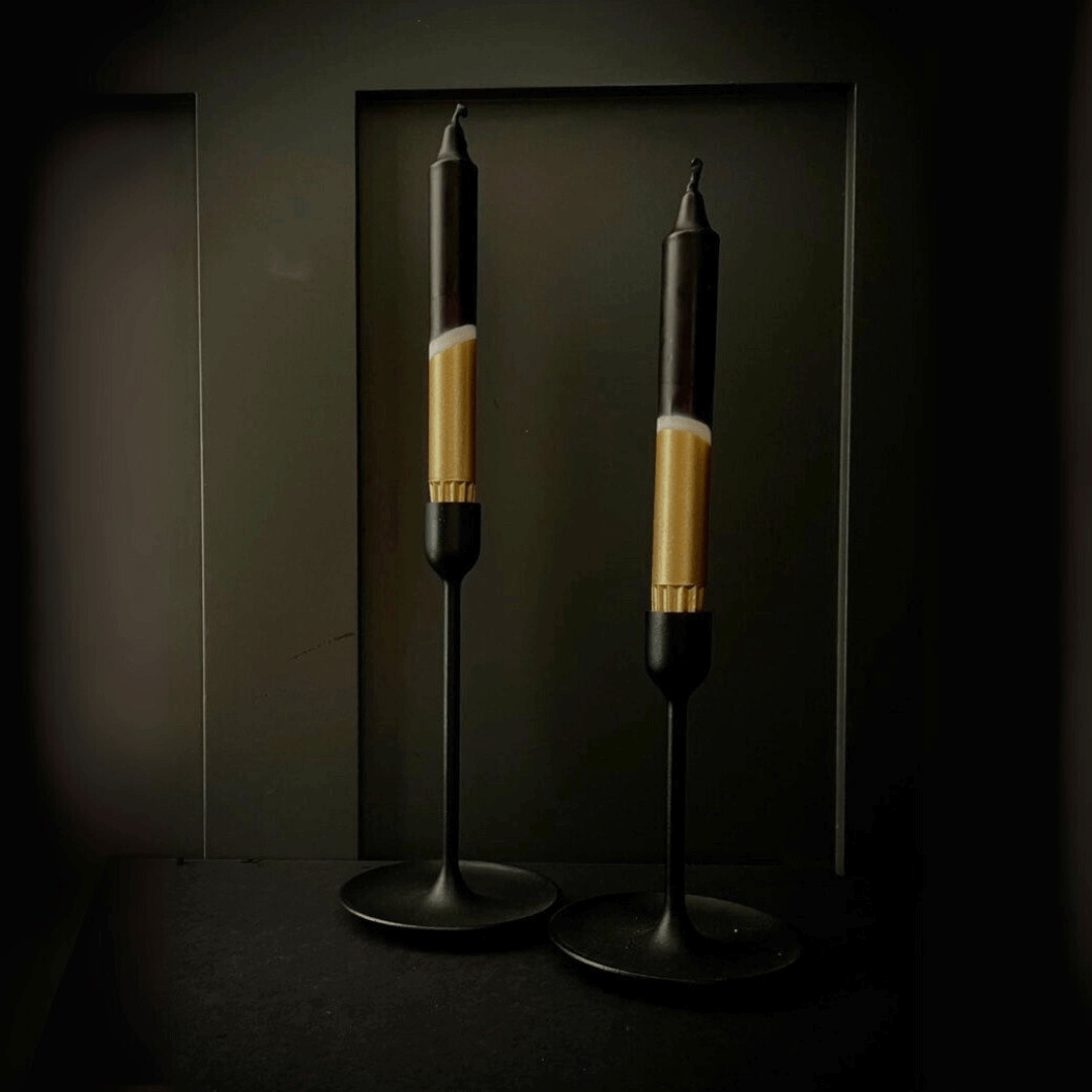 Black & Gold Dinner Candles