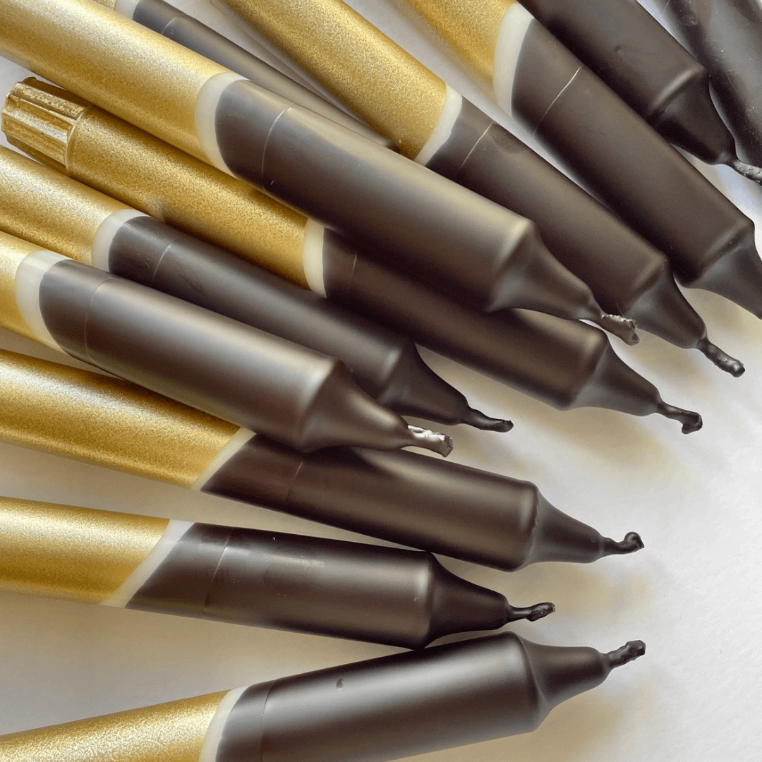 Black & Gold Dinner Candles