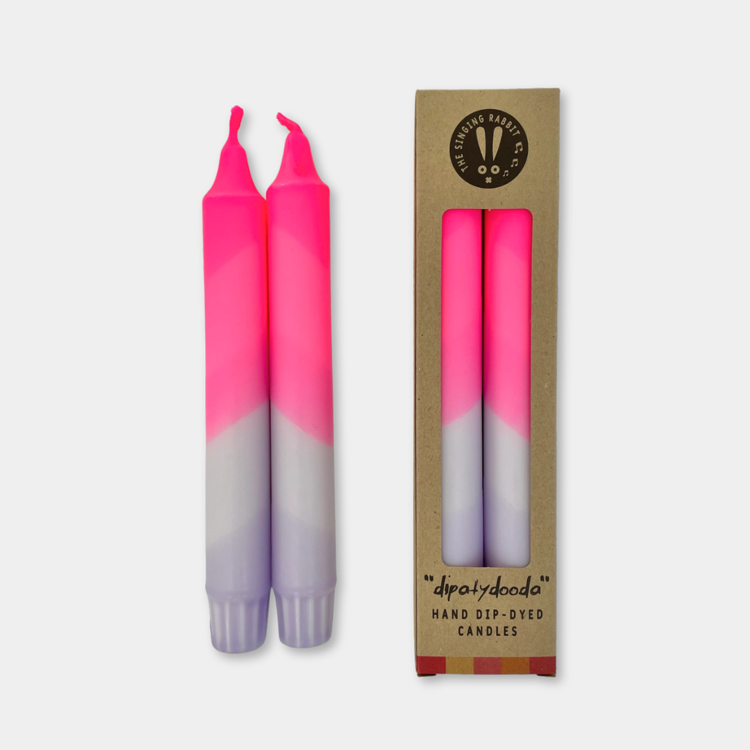 Neon Pink & Lavender Dinner Candles