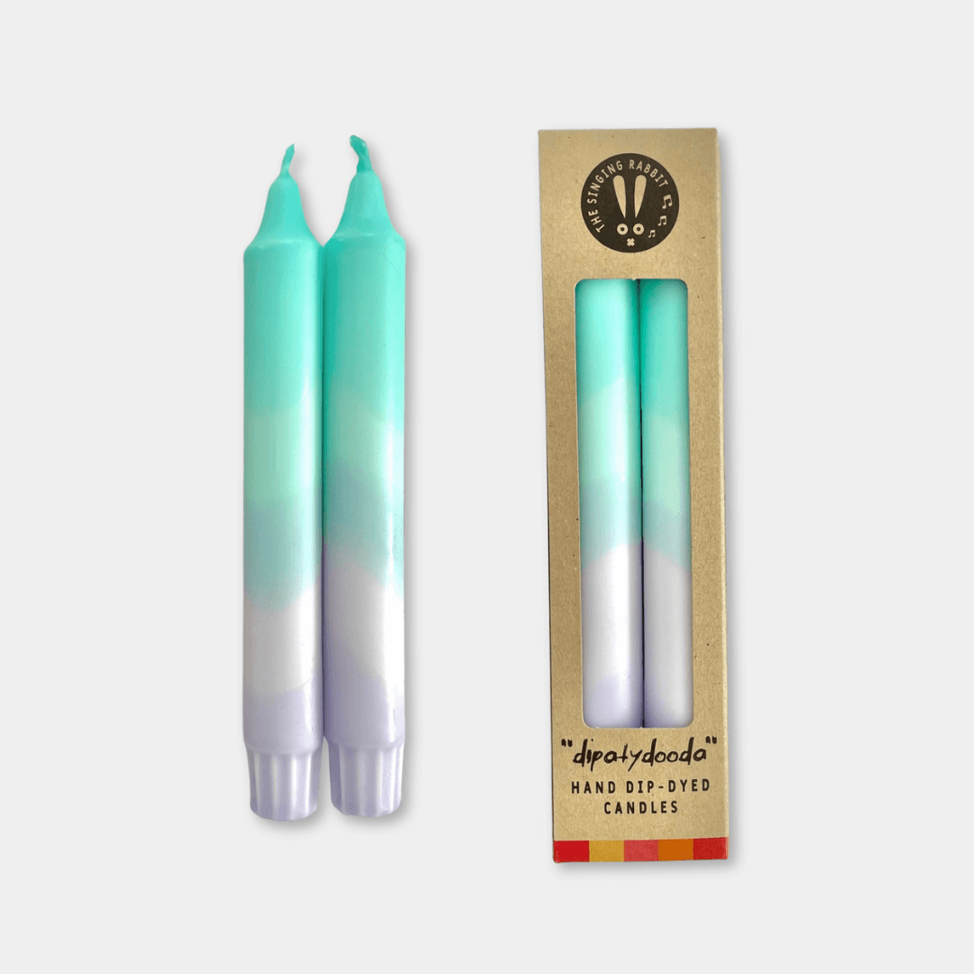 Turquoise & Lavender Dinner Candles