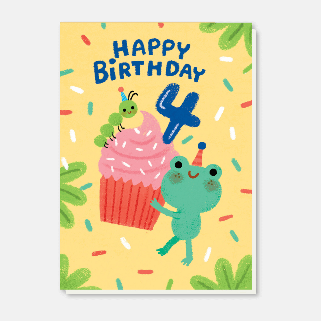 4th Birthday Cupcake Greetings Card
