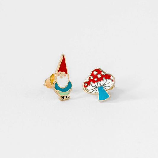 Gnome & Mushroom Mini Stud Earrings