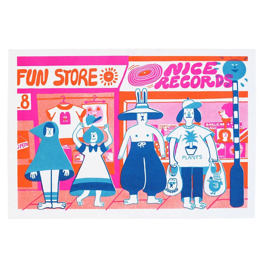 Happy Shoppers A4 Riso Art Print