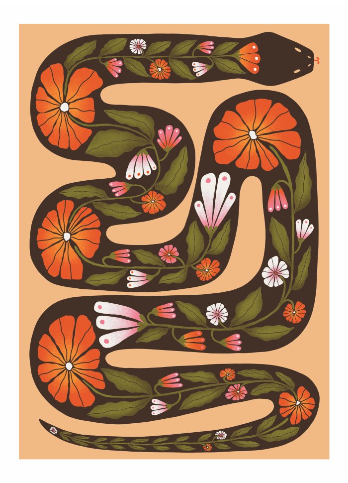 Folk Snake Art Print