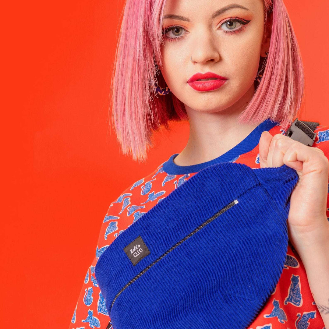 Blue Corduroy Bum Bag
