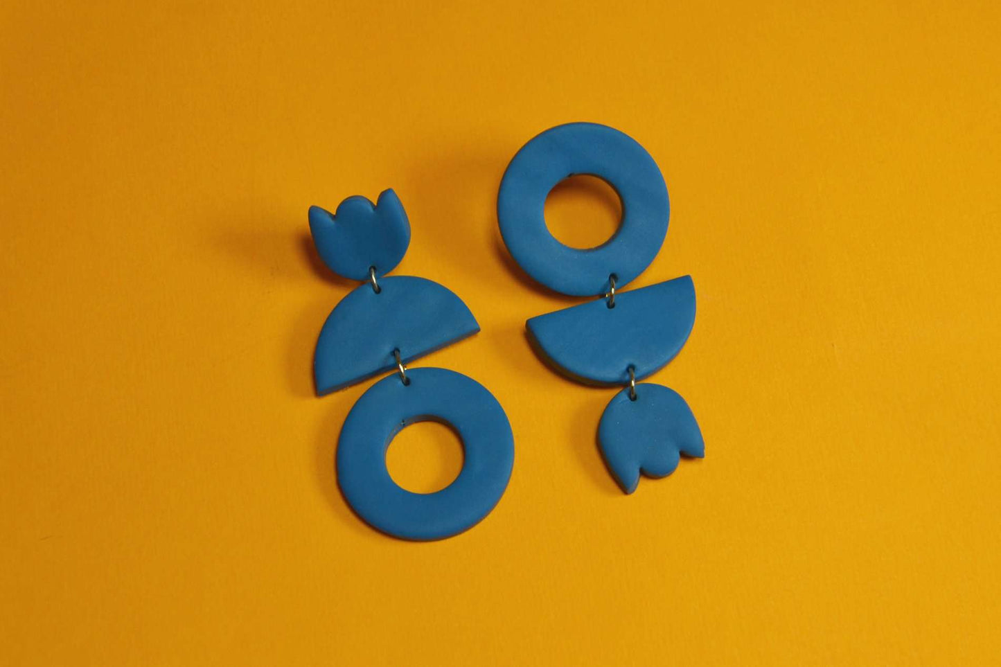 Sophie Filomena Blue Abstract Drop Earrings