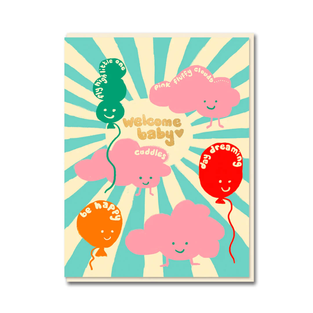 Welcome Baby Balloons Greetings Card