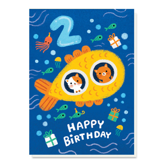 2nd Birthday Submarine Greetings Card