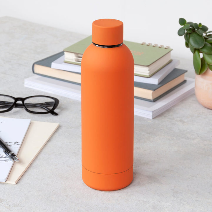 Orange Rubber Coated Steel Bottle