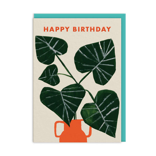 Monstera Vase Birthday Greetings Card