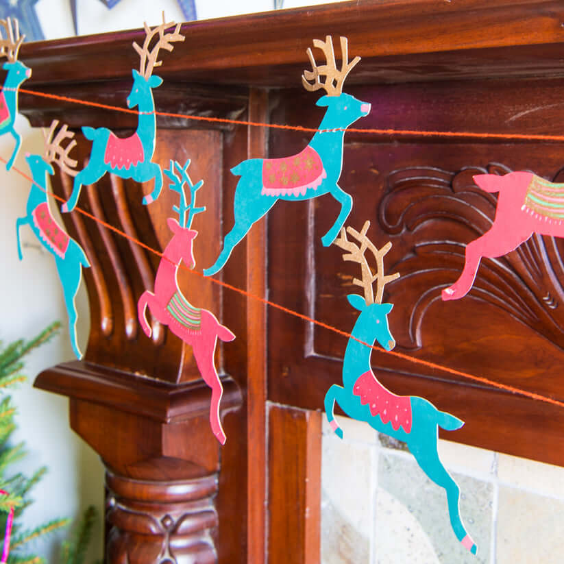 Colourful Reindeer Paper Garland