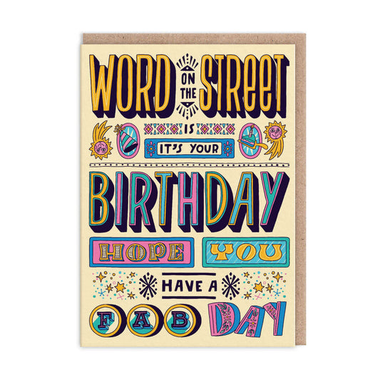 Word On The Street Birthday Greetings Card