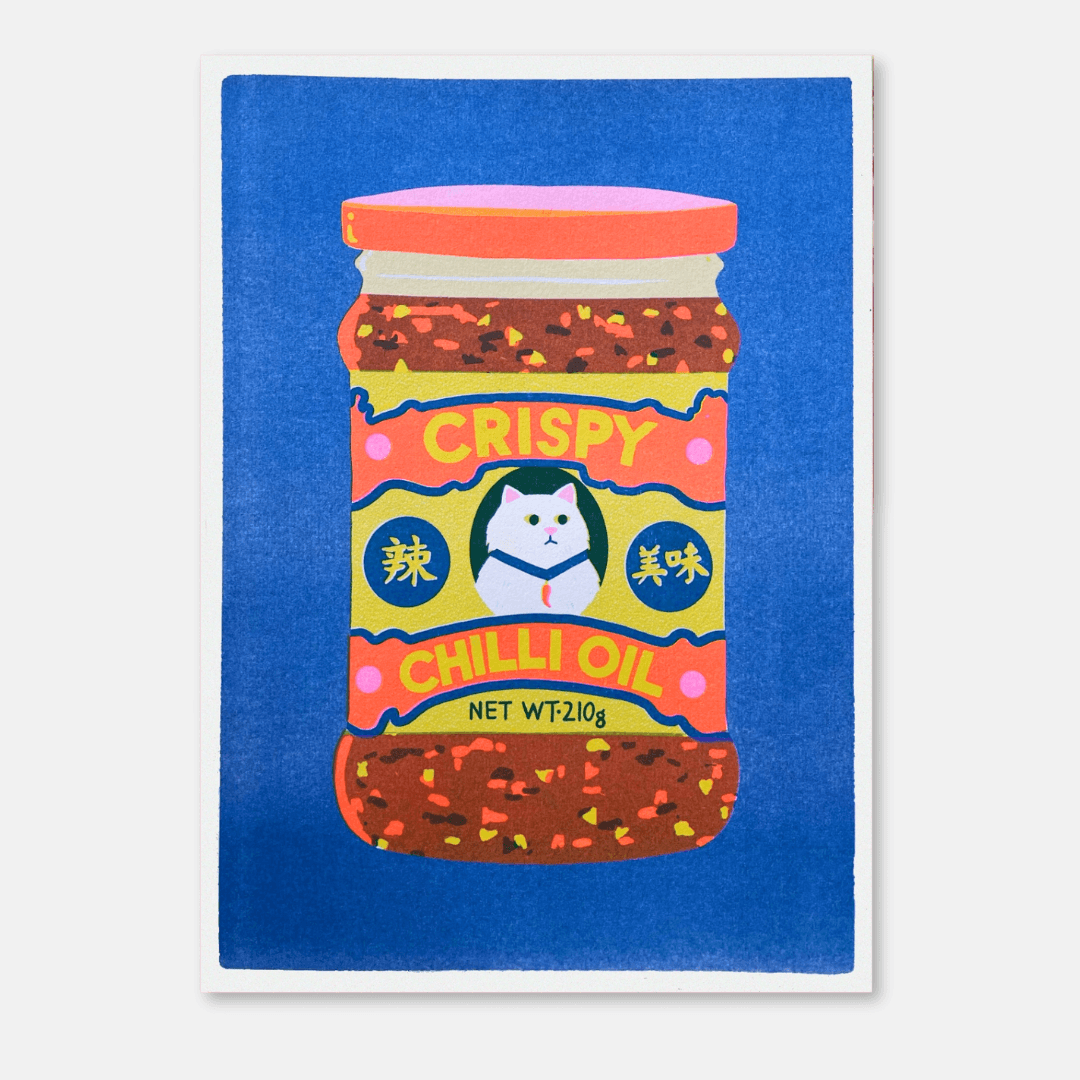 Chilli Oil Cat A4 Riso Print