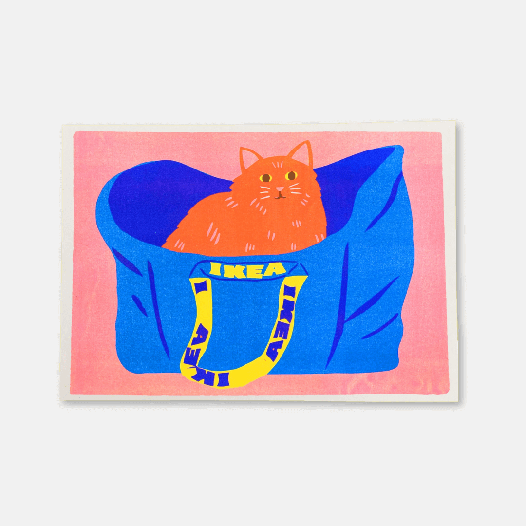 Ginger Cat Ikea Bag Riso Print