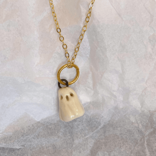 Ceramic Ghost Pendant Necklace