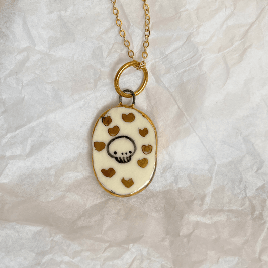 Ceramic Skull Pendant Necklace