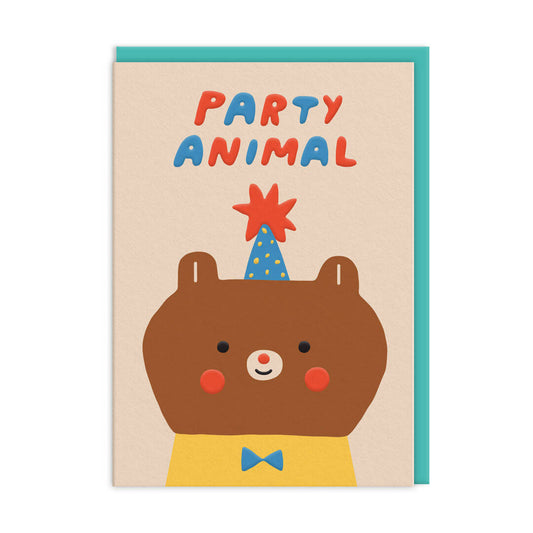 Party Animal Bear Birthday Greetings Card