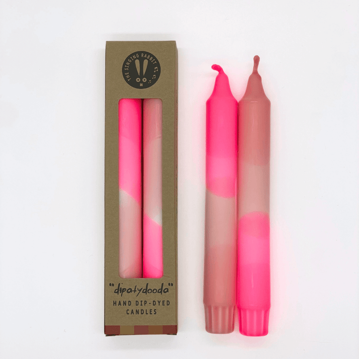 Neon & Sherbert Pink Dinner Candles (Set of 2)