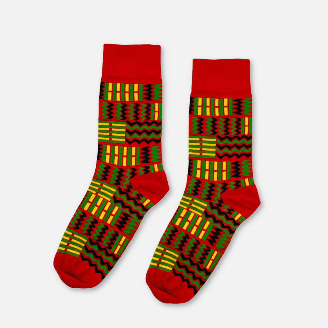 Afropop Red Kuba Socks (L)