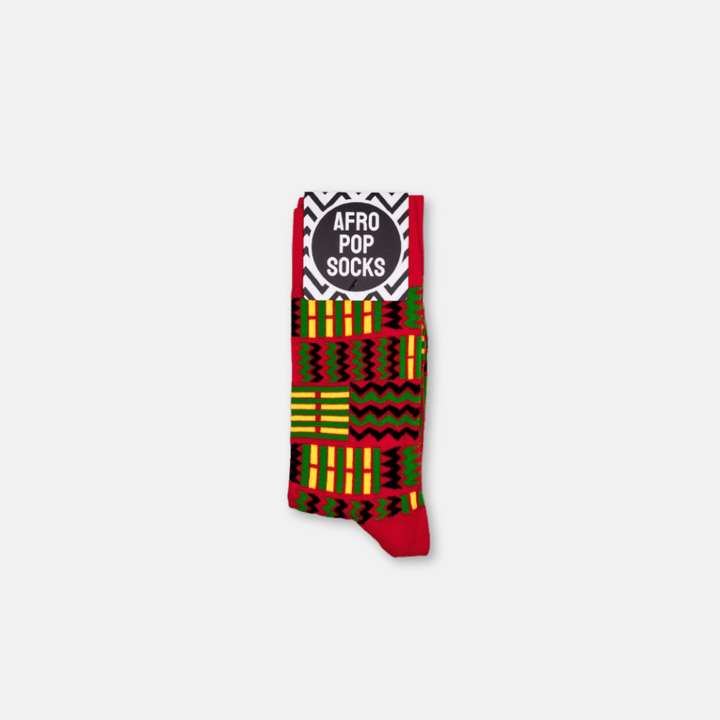 Afropop Red Kuba Socks (L)