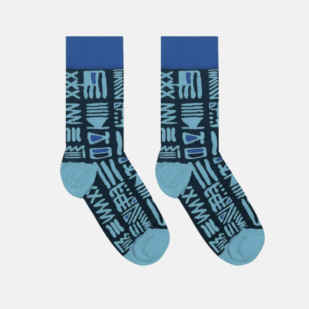 Afropop Tribal Blue Socks (M)