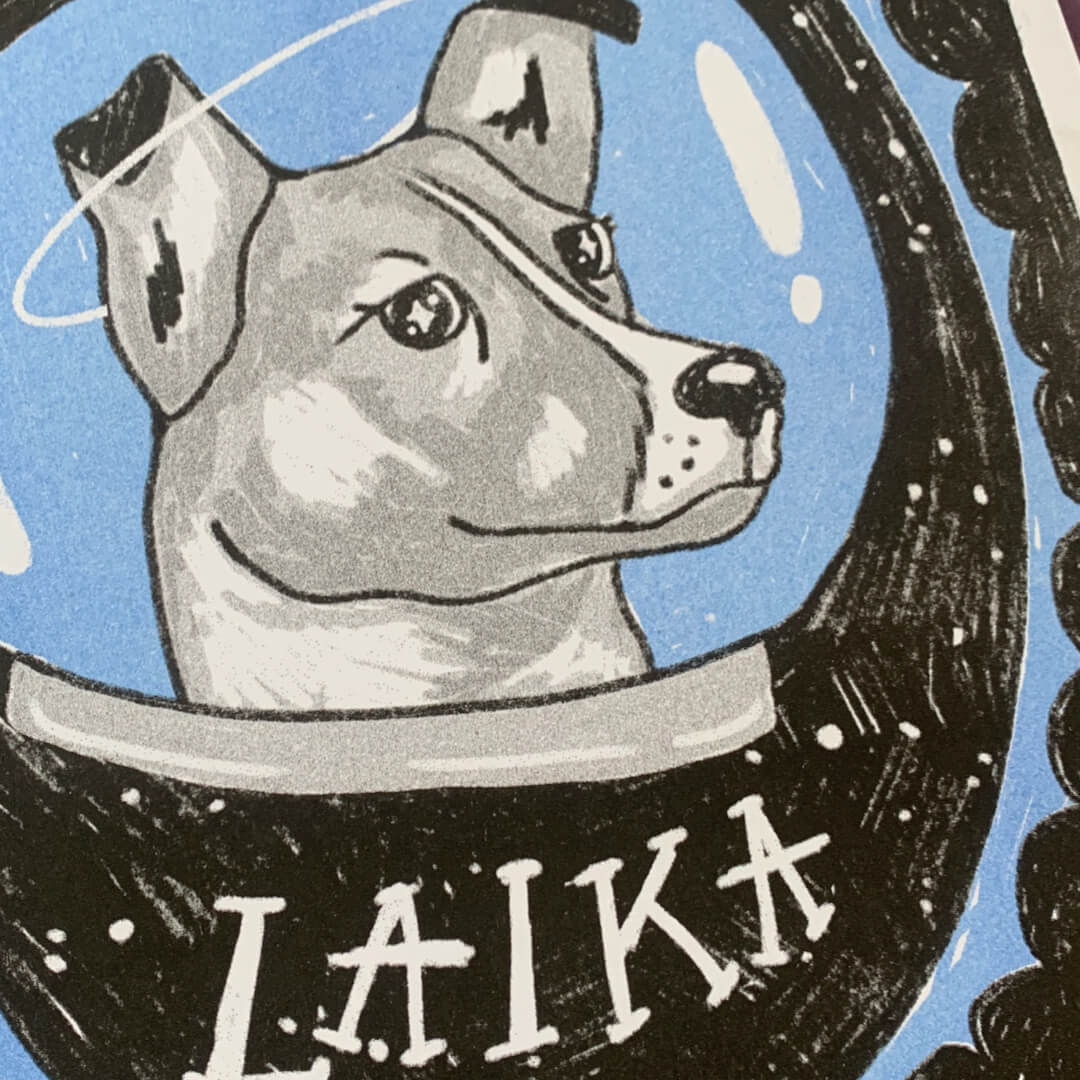 Laika Space Dog Riso Art Print