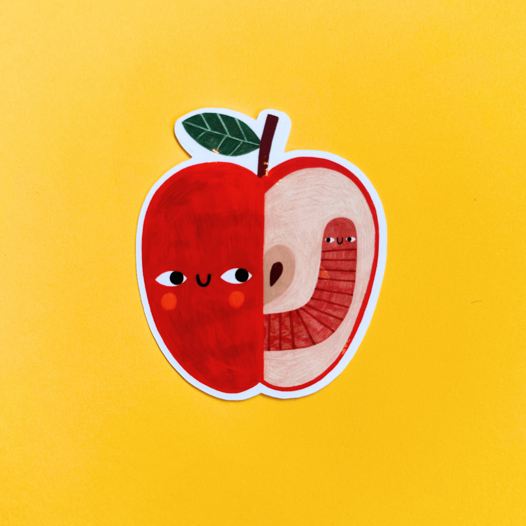 Apple & Worm Vinyl Sticker