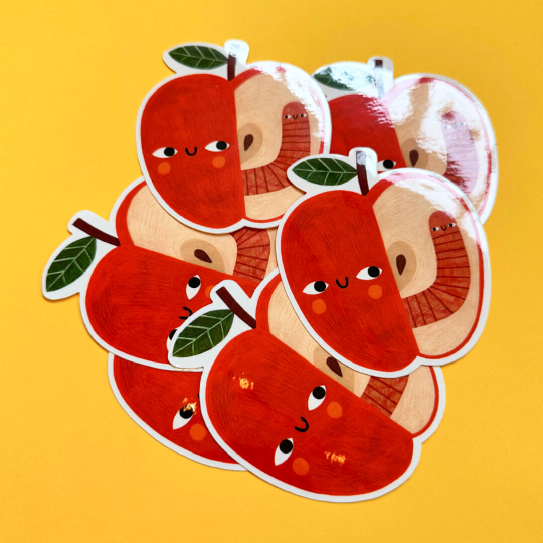 Apple & Worm Vinyl Sticker