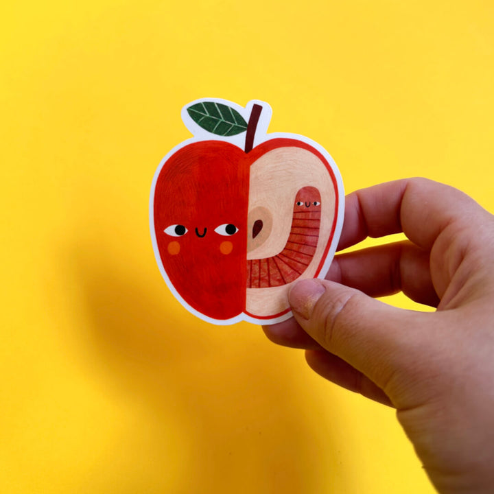 Apple & Worm Vinyl Sticker